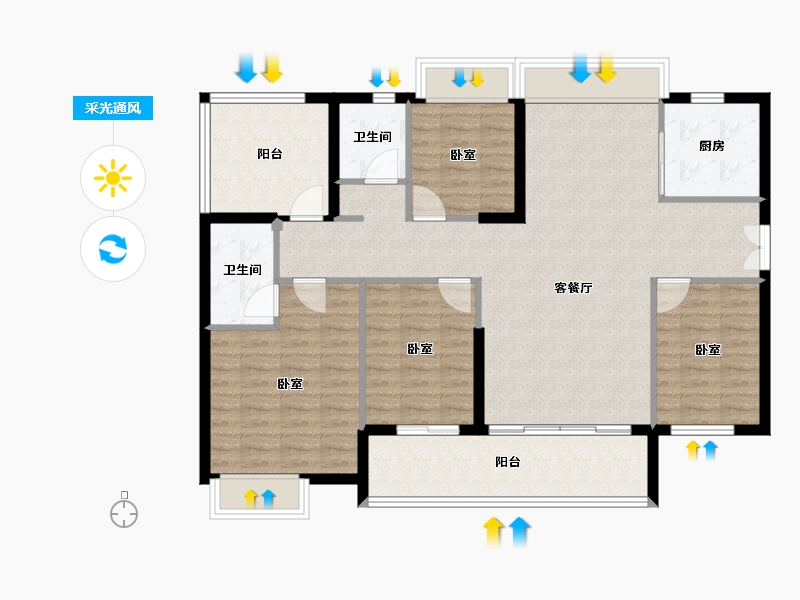 广东省-佛山市-保利碧桂园悦公馆-113.27-户型库-采光通风