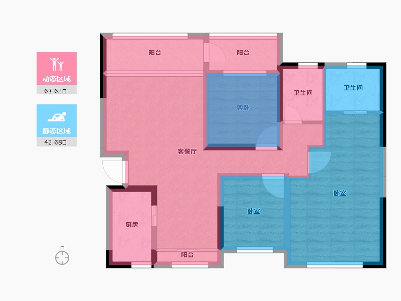 湖南省-长沙市-天元国际公寓-86.04-户型库-动静分区