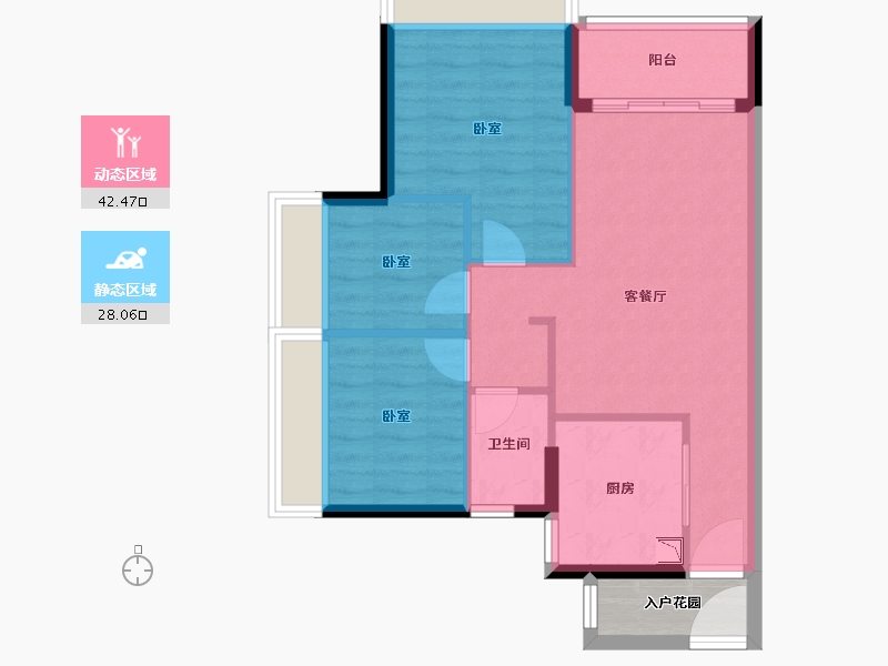 广东省-广州市-时代花城-66.52-户型库-动静分区