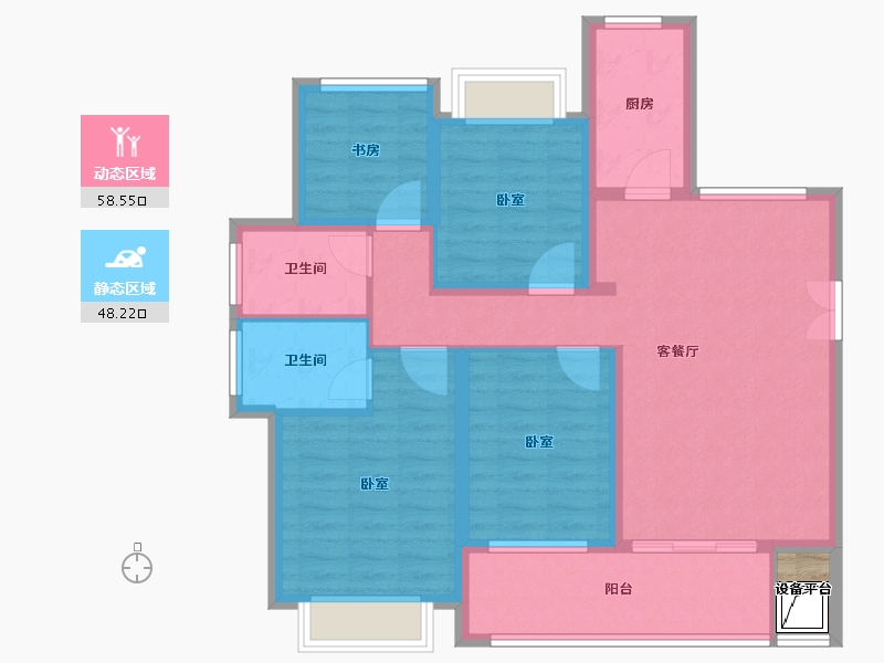 湖南省-怀化市-滨江国际城-95.59-户型库-动静分区