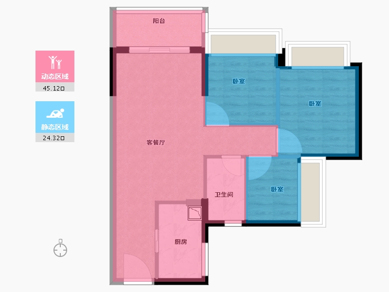 广东省-广州市-时代印象-61.97-户型库-动静分区