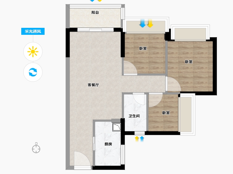 广东省-广州市-时代印象-61.97-户型库-采光通风