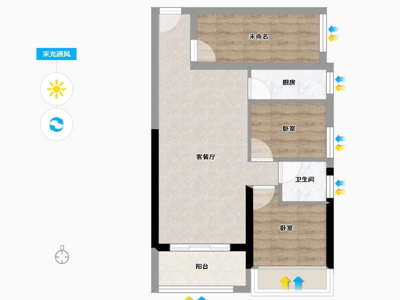 广东省-湛江市-荣轩鼎盛花园-53.44-户型库-采光通风