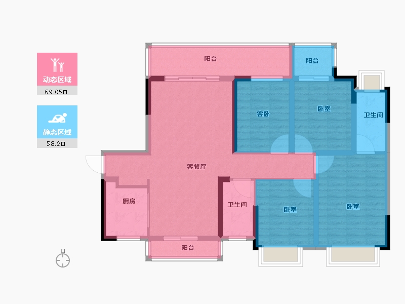 广东省-佛山市-金地海逸悦江-114.01-户型库-动静分区