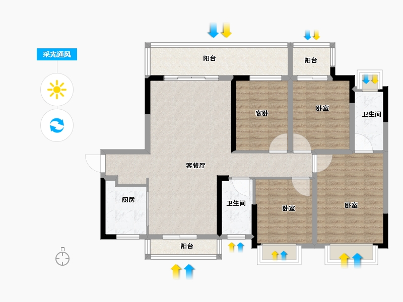 广东省-佛山市-金地海逸悦江-114.01-户型库-采光通风