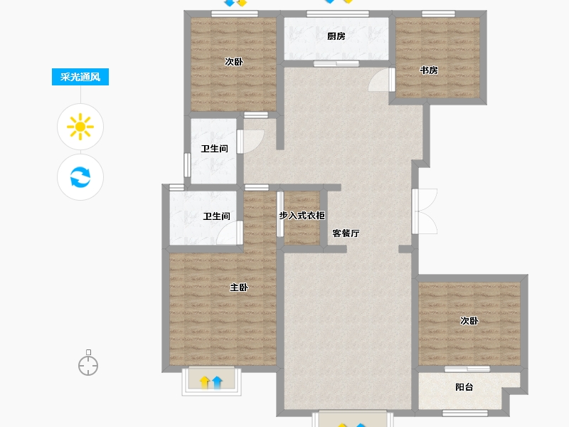 山东省-潍坊市-紫玉兰亭-131.21-户型库-采光通风