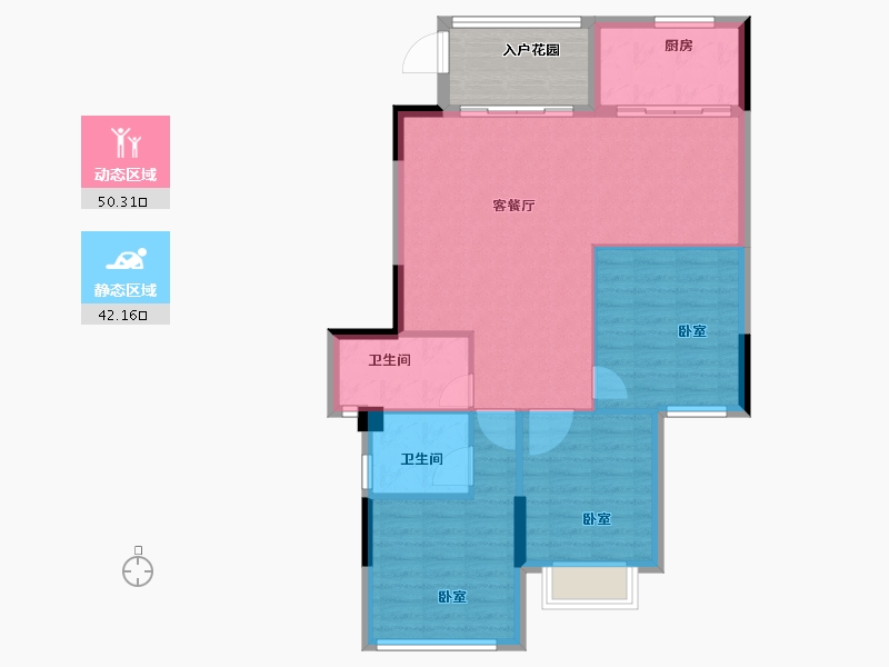 广东省-汕头市-国瑞四季园-90.67-户型库-动静分区