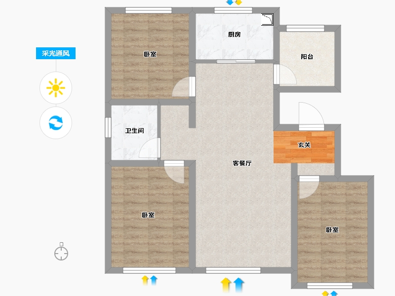 吉林省-长春市-国信南山-82.45-户型库-采光通风