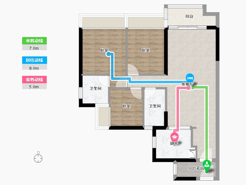 广东省-广州市-时代花城-75.64-户型库-动静线