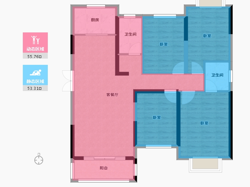 湖南省-长沙市-广垦华府·浏阳-97.71-户型库-动静分区