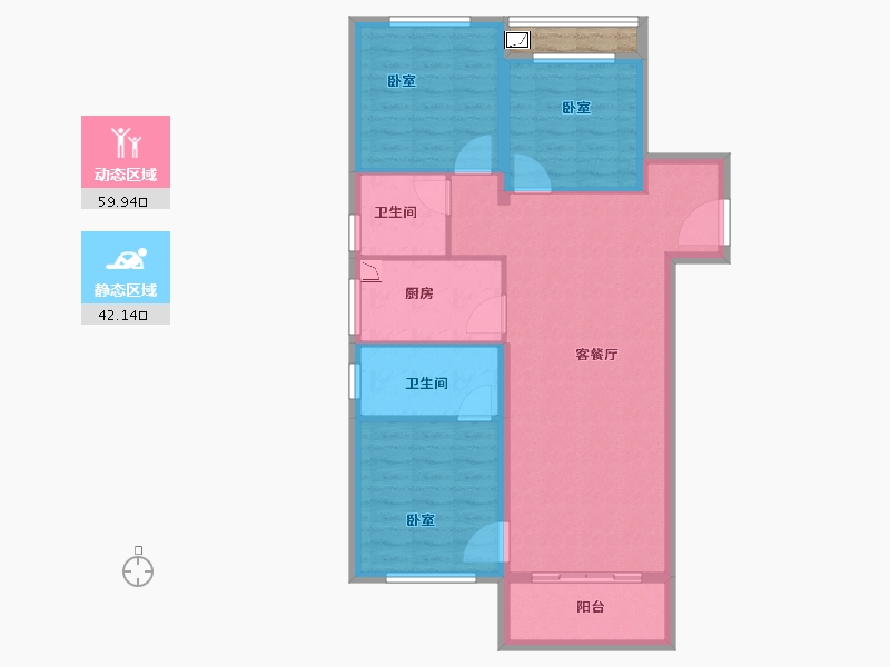 河南省-郑州市-融创城开瓏府-93.98-户型库-动静分区