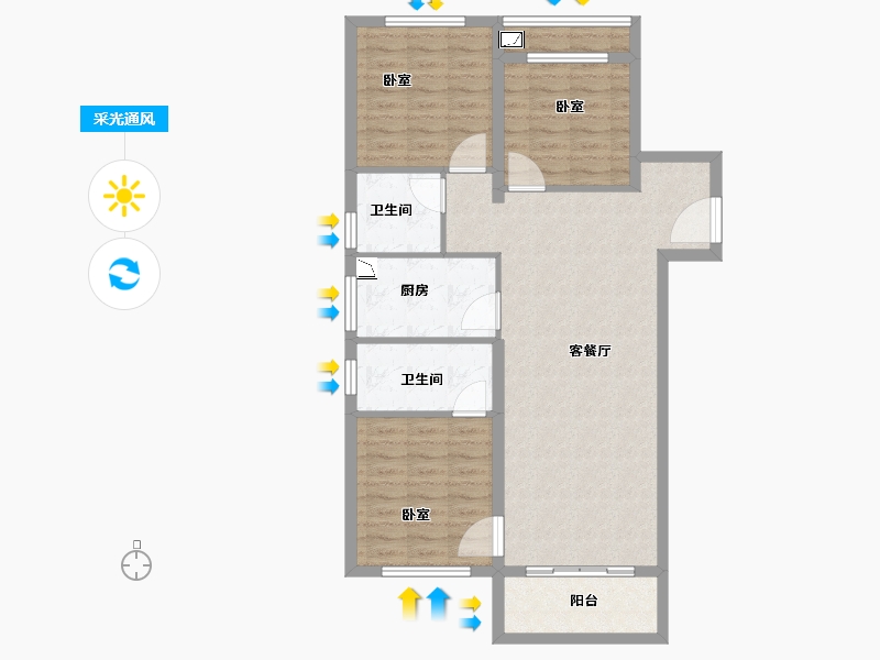 河南省-郑州市-融创城开瓏府-93.98-户型库-采光通风