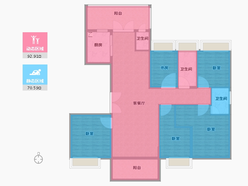 湖北省-咸宁市-始峰悦府-148.00-户型库-动静分区