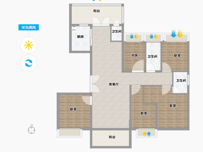 湖北省-咸宁市-始峰悦府-148.00-户型库-采光通风