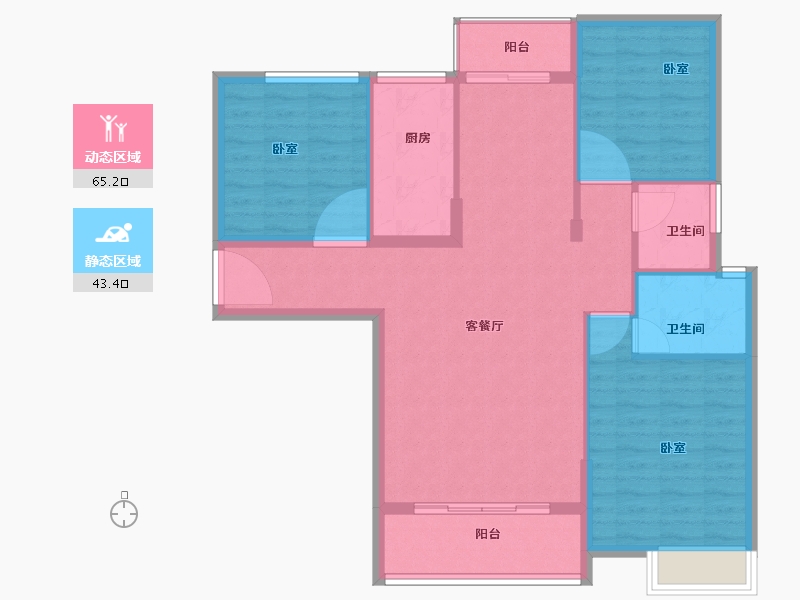 湖北省-咸宁市-始峰悦府-98.59-户型库-动静分区