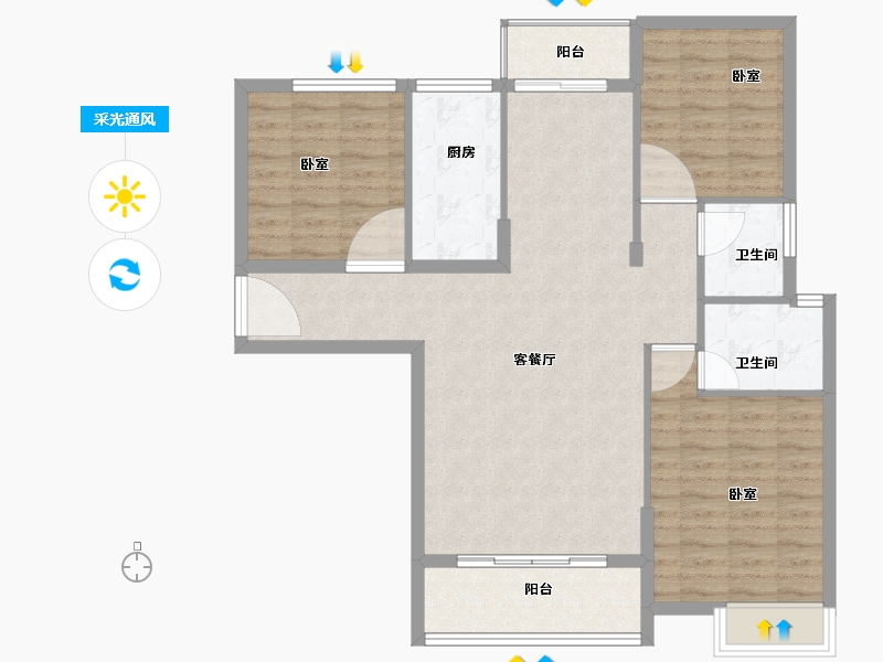 湖北省-咸宁市-始峰悦府-98.59-户型库-采光通风