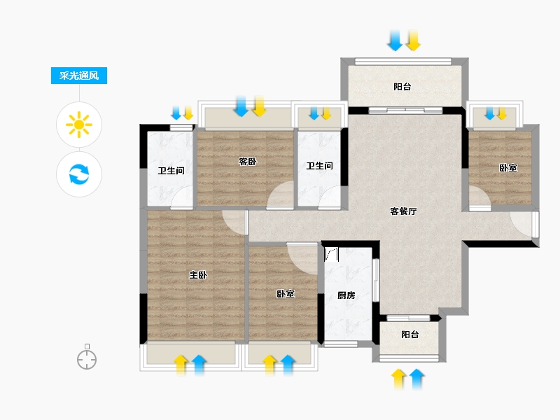 广东省-肇庆市-敏捷水映澜山-98.42-户型库-采光通风