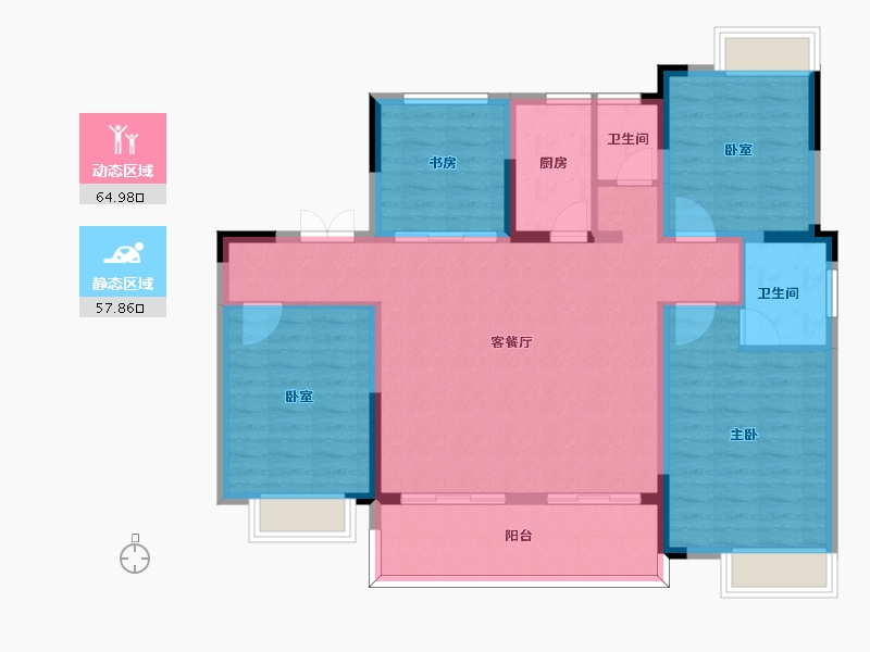 安徽省-六安市-帝景·京安府-111.03-户型库-动静分区