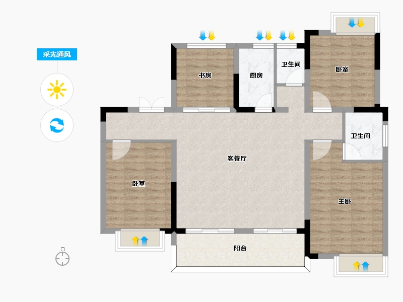 安徽省-六安市-帝景·京安府-111.03-户型库-采光通风