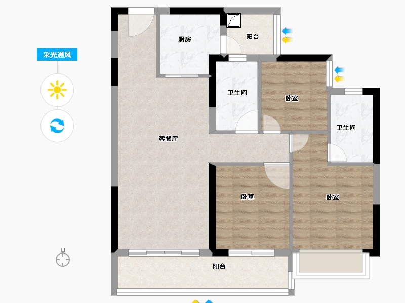 广东省-湛江市-敏捷珑玥台-78.99-户型库-采光通风