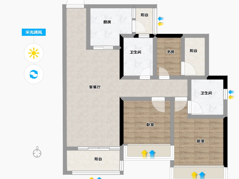 广东省-湛江市-奥园悦时代-81.99-户型库-采光通风