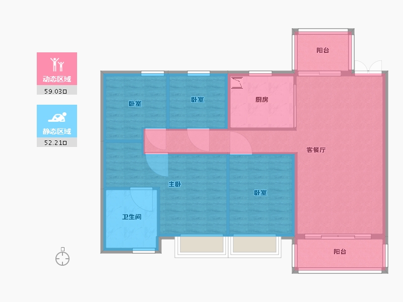 广东省-广州市-时代天韵-100.93-户型库-动静分区