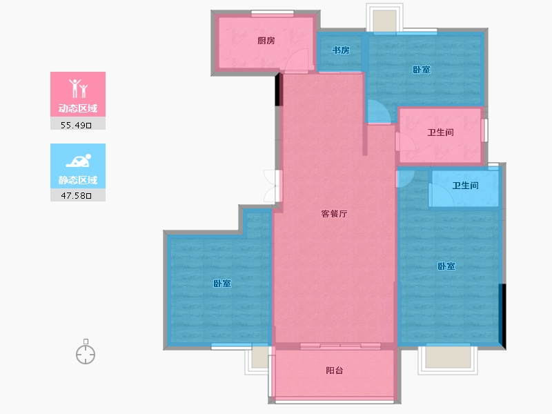 湖北省-孝感市-安陆涢东学府-93.00-户型库-动静分区