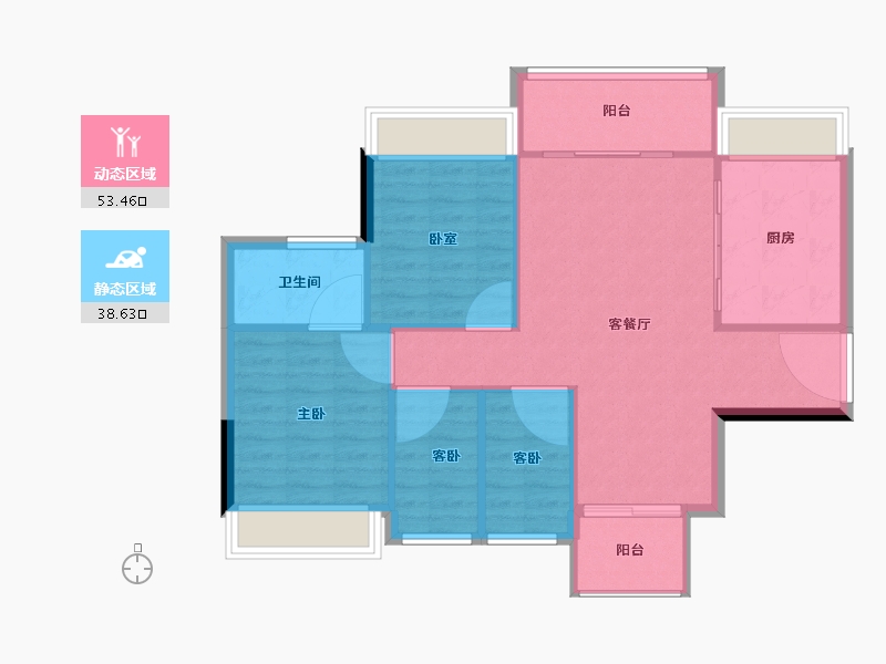 广东省-肇庆市-敏捷水映澜山-84.49-户型库-动静分区