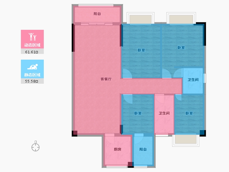 广东省-梅州市-程江金苑-105.67-户型库-动静分区