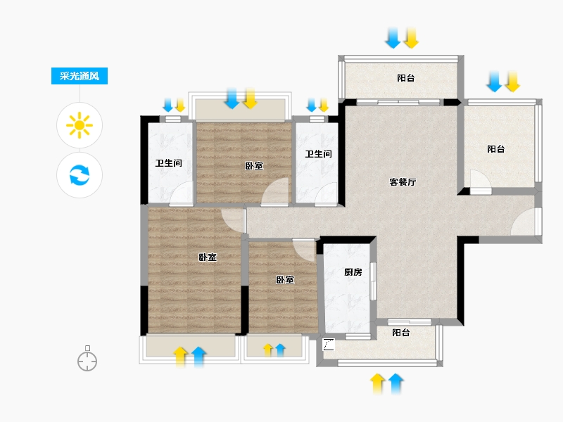 广东省-湛江市-敏捷珑玥台-102.00-户型库-采光通风