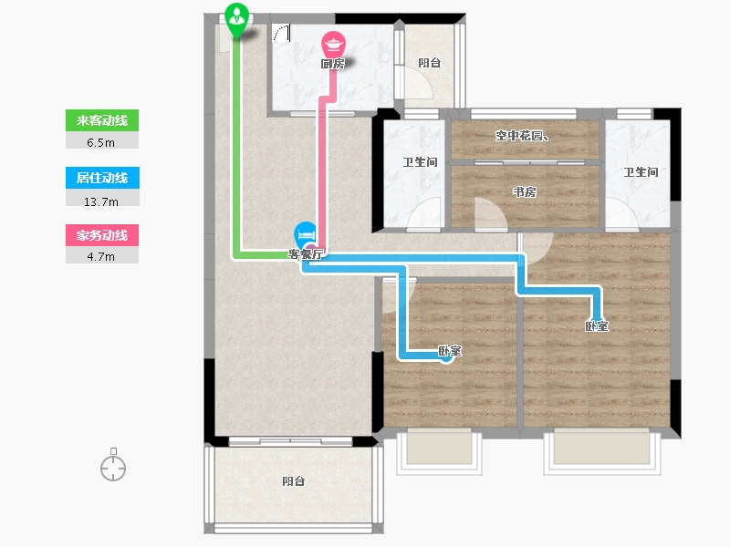 广东省-江门市-华悦·阳光里-91.42-户型库-动静线