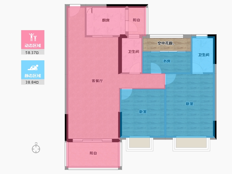 广东省-江门市-华悦·阳光里-91.42-户型库-动静分区