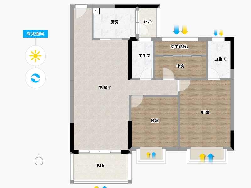 广东省-江门市-华悦·阳光里-91.42-户型库-采光通风