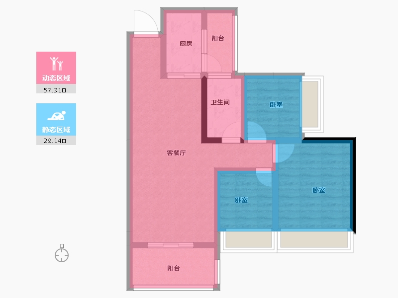 广东省-湛江市-奥园悦时代-76.00-户型库-动静分区