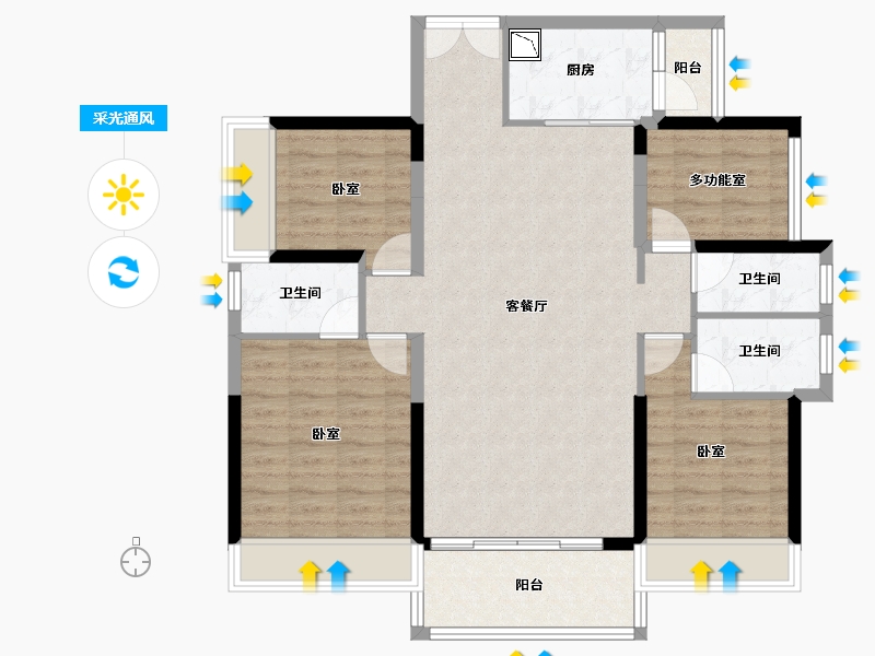 广东省-广州市-碧桂园翡翠山-104.26-户型库-采光通风