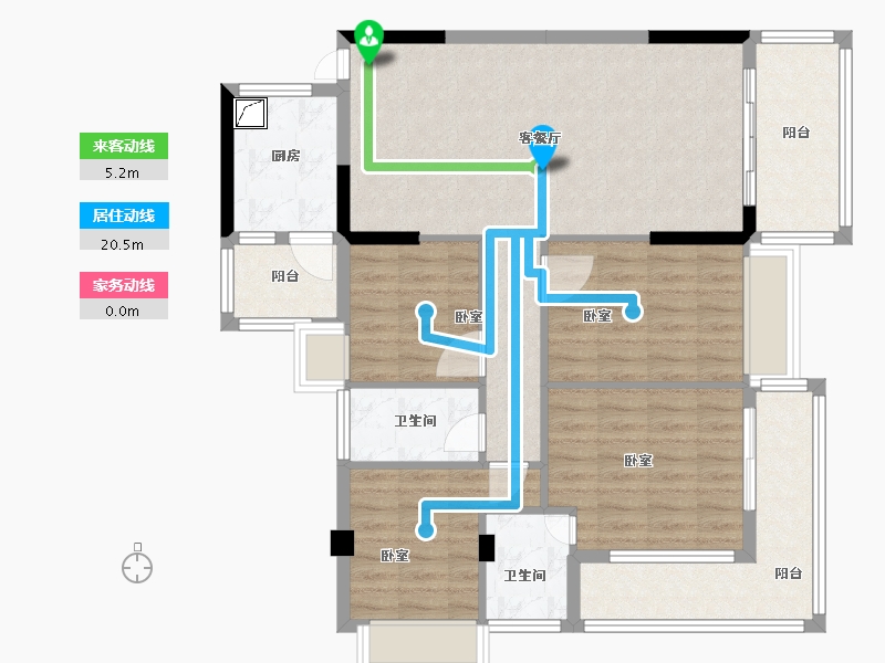 广东省-梅州市-锦绣雅苑-99.75-户型库-动静线