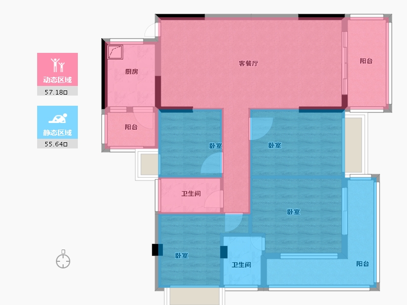 广东省-梅州市-锦绣雅苑-99.75-户型库-动静分区