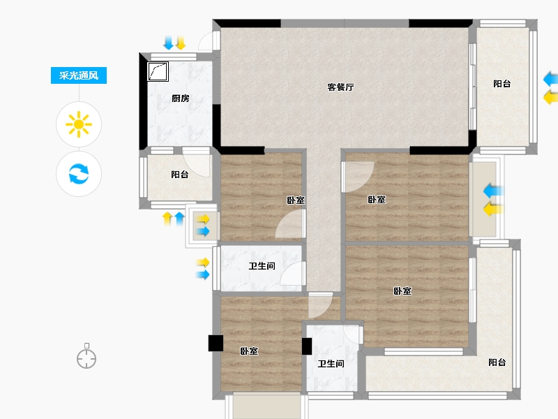 广东省-梅州市-锦绣雅苑-99.75-户型库-采光通风