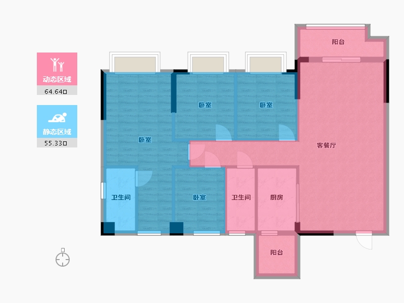 广东省-梅州市-程江金苑-108.36-户型库-动静分区