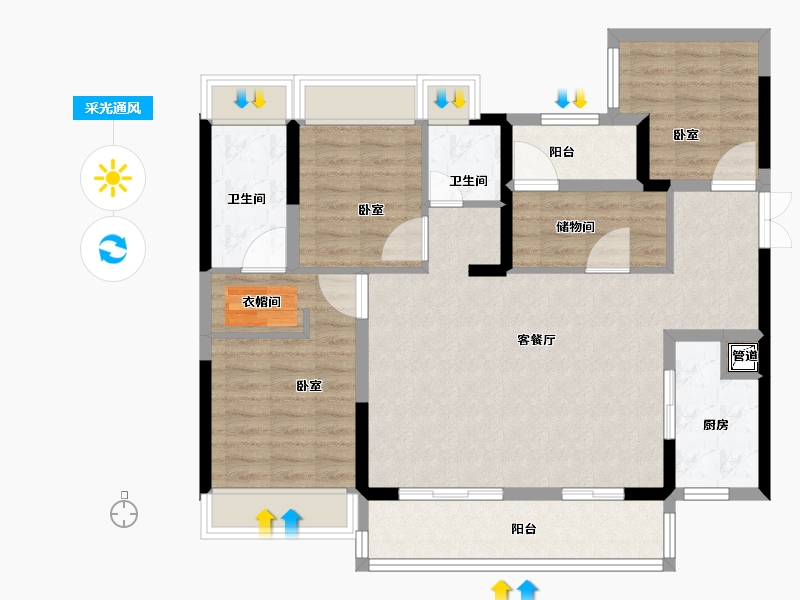 广东省-佛山市-朝安金茂悦-100.00-户型库-采光通风