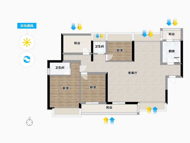 广东省-深圳市-中洲公园城-106.67-户型库-采光通风