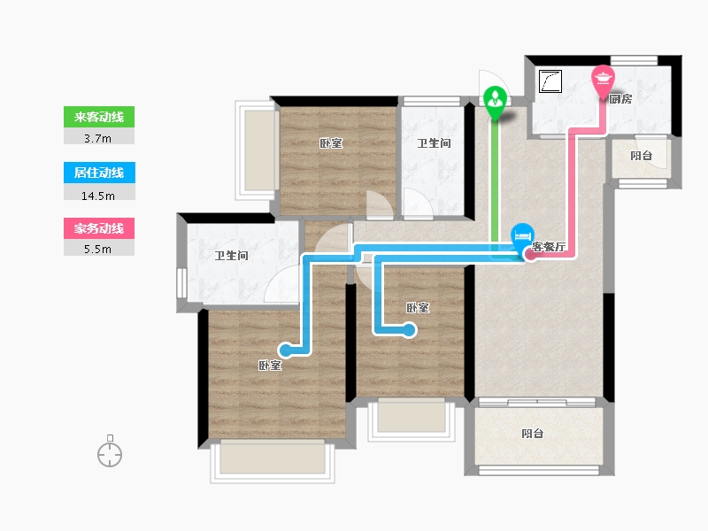 广东省-佛山市-恒大金名都-75.18-户型库-动静线