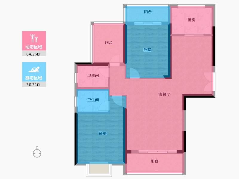 广东省-惠州市-江滨华府-90.00-户型库-动静分区