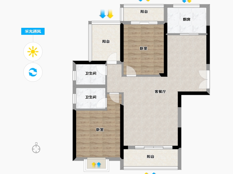 广东省-惠州市-江滨华府-90.00-户型库-采光通风