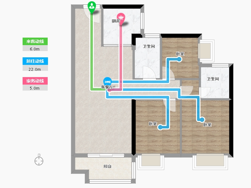 广东省-佛山市-美的明湖花园-85.01-户型库-动静线