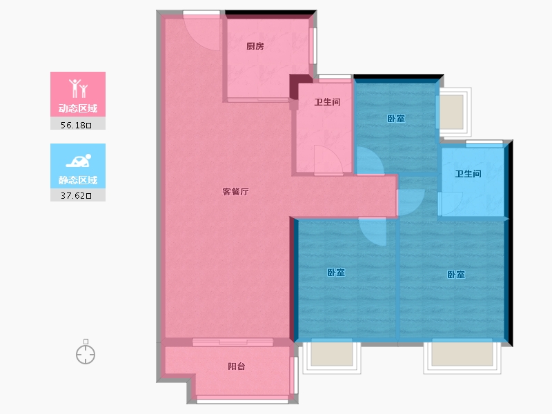 广东省-佛山市-美的明湖花园-85.01-户型库-动静分区