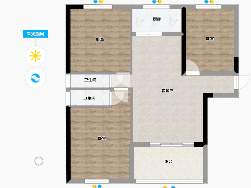 湖北省-孝感市-逸品尚東-77.97-户型库-采光通风