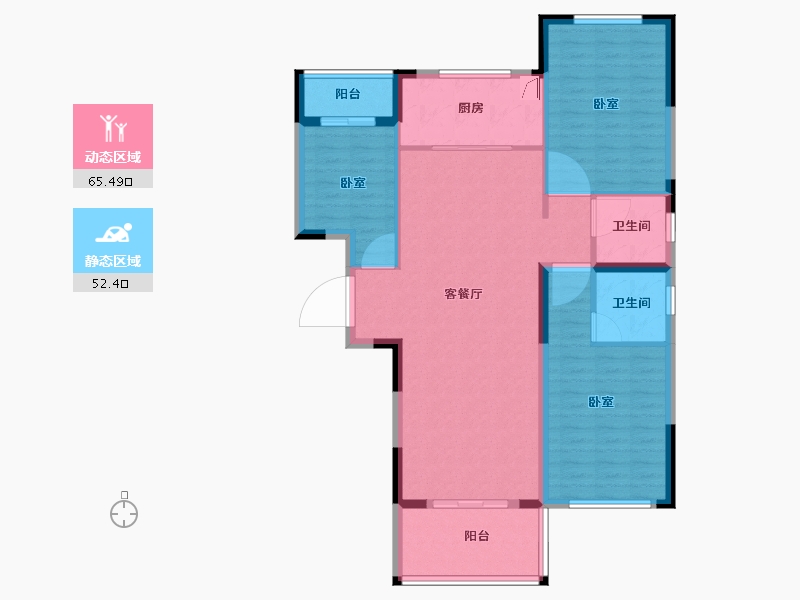 湖北省-咸宁市-平安滨江苑-106.93-户型库-动静分区