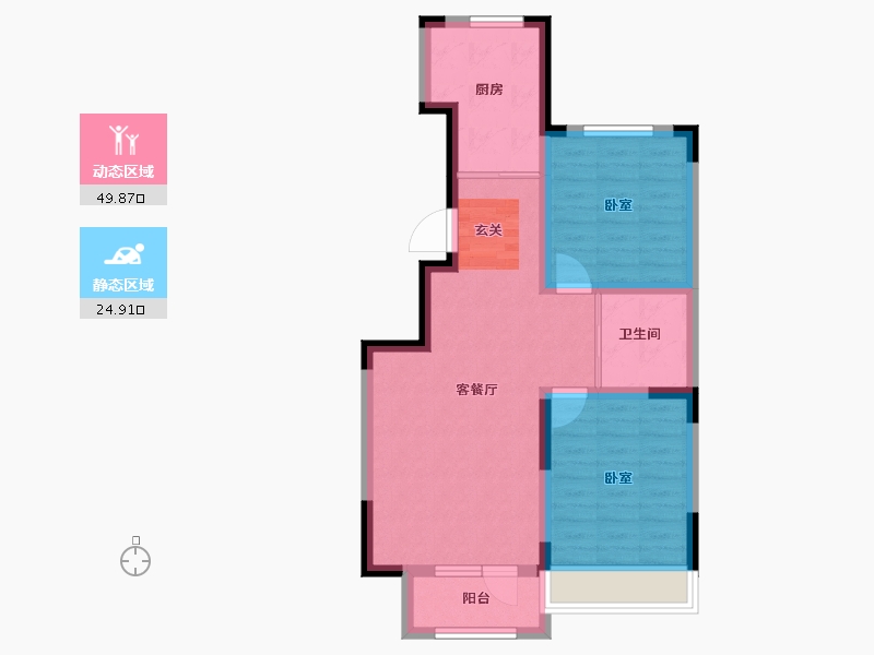 吉林省-长春市-隆晟·高新名邸-66.49-户型库-动静分区