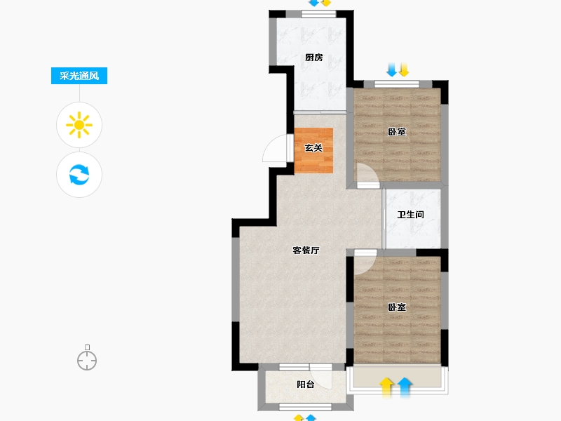 吉林省-长春市-隆晟·高新名邸-66.49-户型库-采光通风